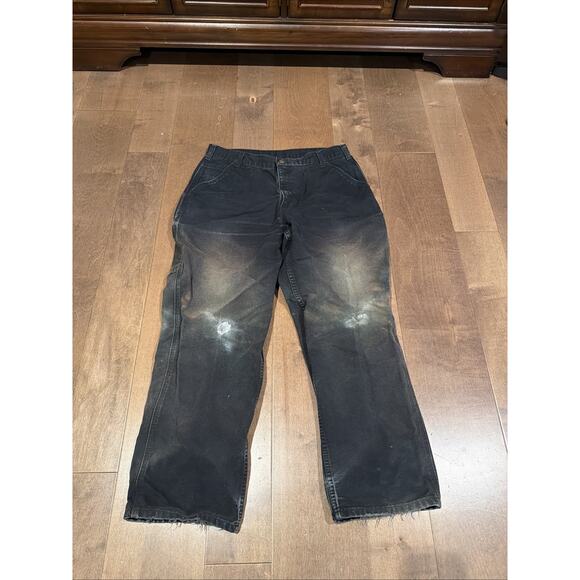 Vintage Carhartt Men's Carpenter Workwear Canvas Pants 36x30 B11 BLK - Picture 1 of 5